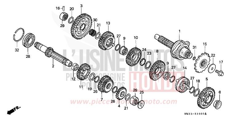 TRANSMISSION for CB Seven Fifty CANDY ANDROMEDA RED-U (R131) from 1995